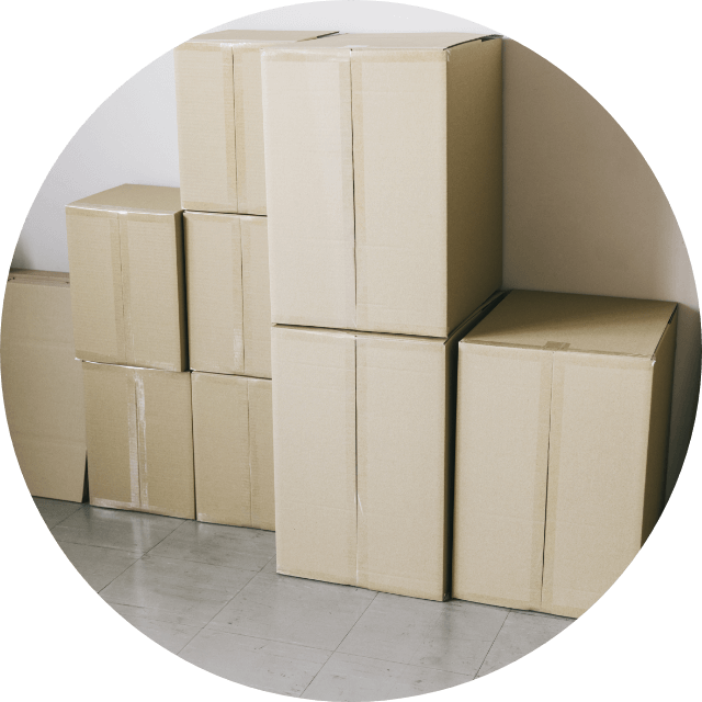 再生原料の梱包用ダンボールの完全使用